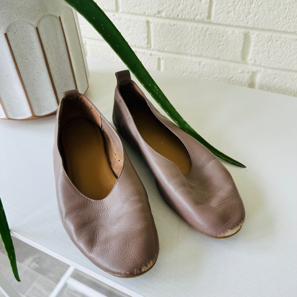 Everlane The Day Glove Tan Leather Ballet Flats Made in Italy Womens Size 7